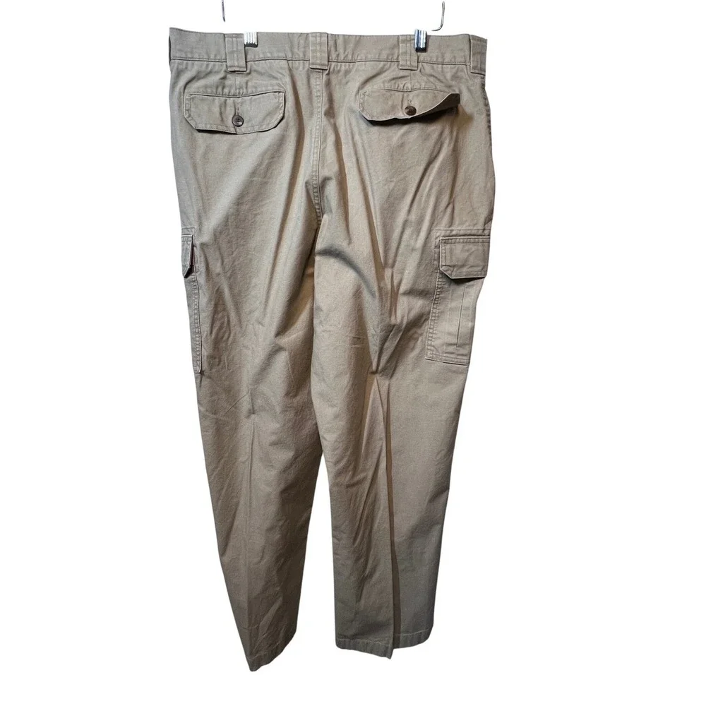 LL Bean Mens Cargo Pants Natural Fit 36x30 Khaki Tan Cotton Utility Trousers